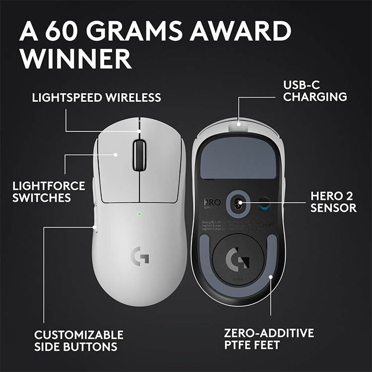 خرید موس Logitech G Pro X SUPERLIGHT 2 - بی‌سیم - سفید